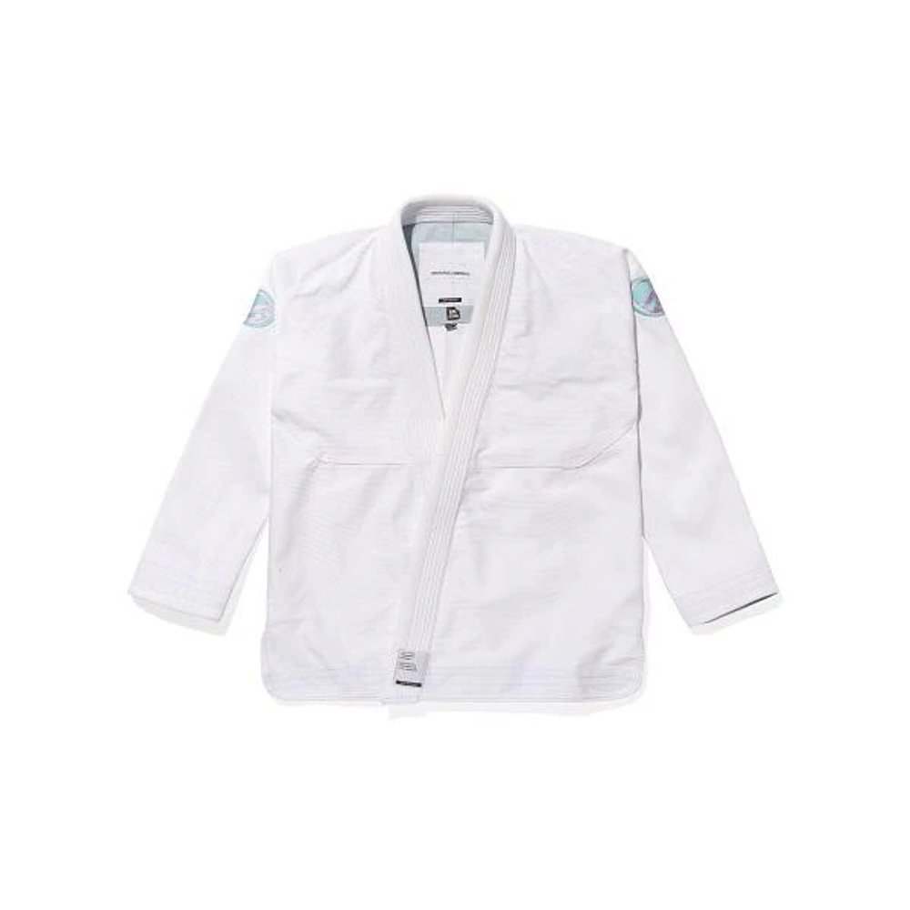 450 GSM BJJ gi Shoyoroll Quick Strike III PMB III Blue Pink on White front view