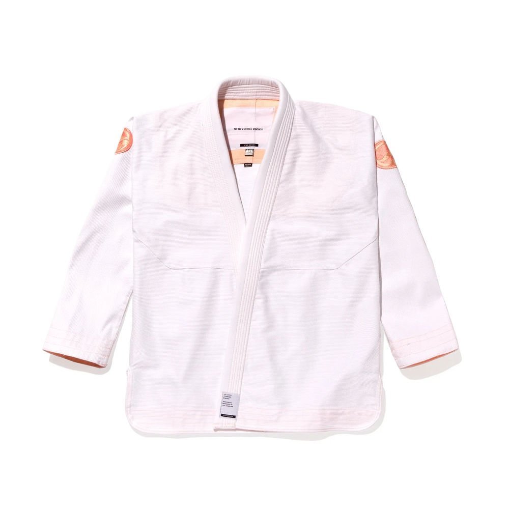 Quality BJJ Shoyoroll Quick Strike IV PMB IV Peach on White front view