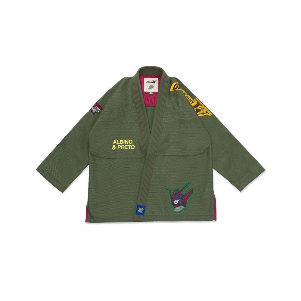 IBJJF legal BJJ gi Albino and Preto Gundam Wing Olive