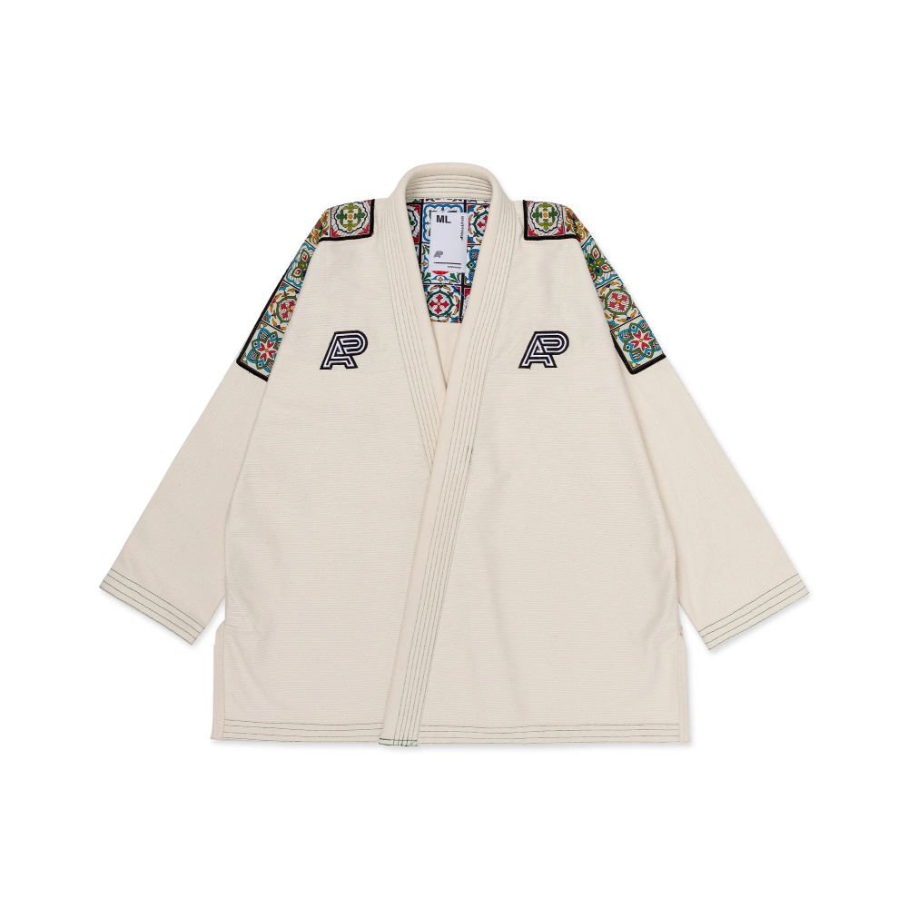 BJJ gi uniform Albino and Preto Convergence Unbleached – premium IBJJF legal jiu-jitsu gi for training and competition
