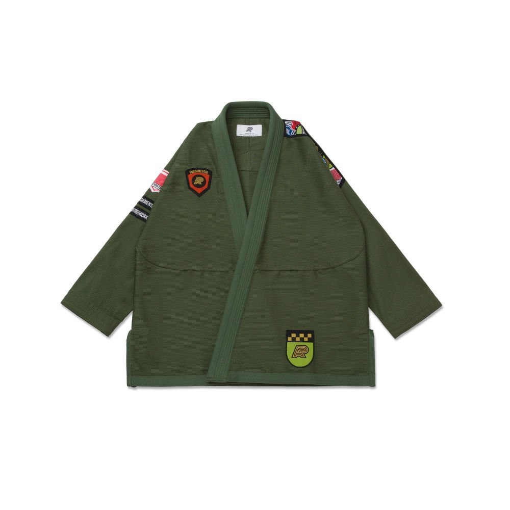 BJJ gi for beginners Albino and Preto Fundamental Olive lightweight, durable, and IBJJF-approved uniform for Brazilian Jiu-Jitsu training and competition