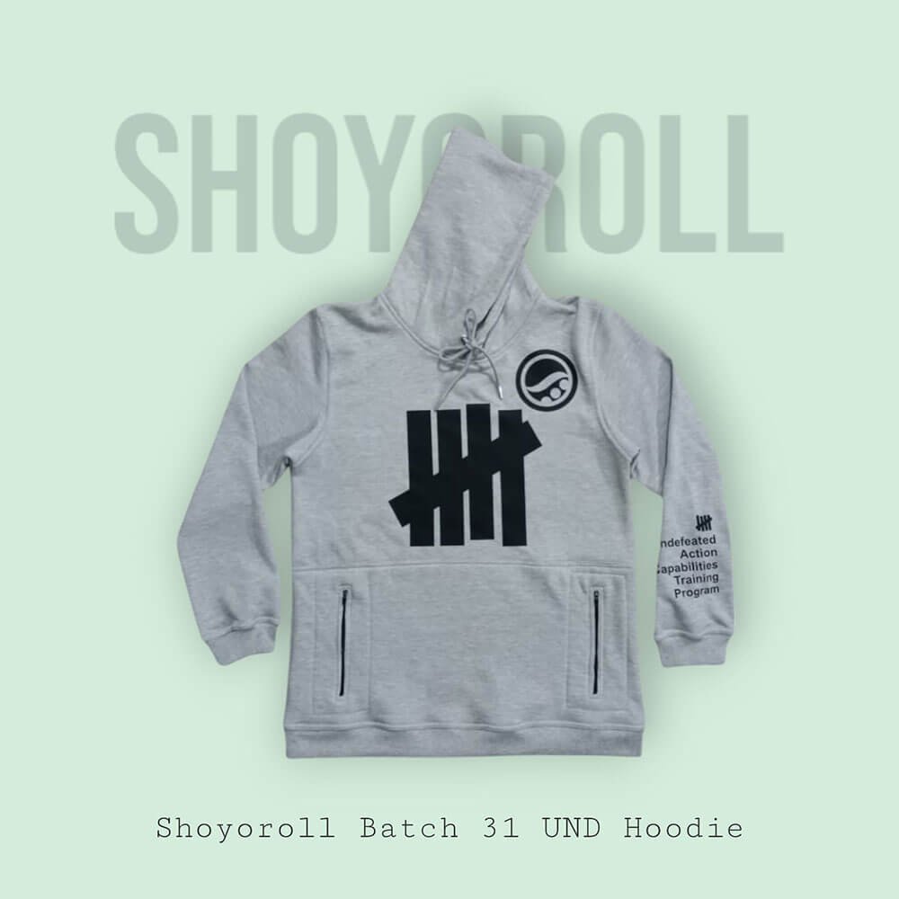 Shoyoroll Batch #31 Hoodie in gray fleece from the Undefeated collaboration, ideal for BJJ and casual wear