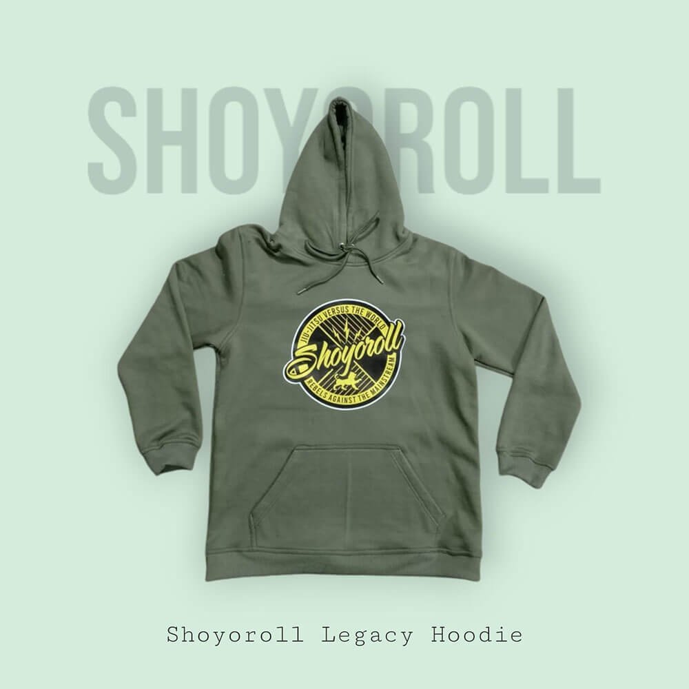 Shoyoroll Legacy Hoodie for BJJ in Black, Embrace the Roll logo, 300 GSM fleece premium BJJ apparel