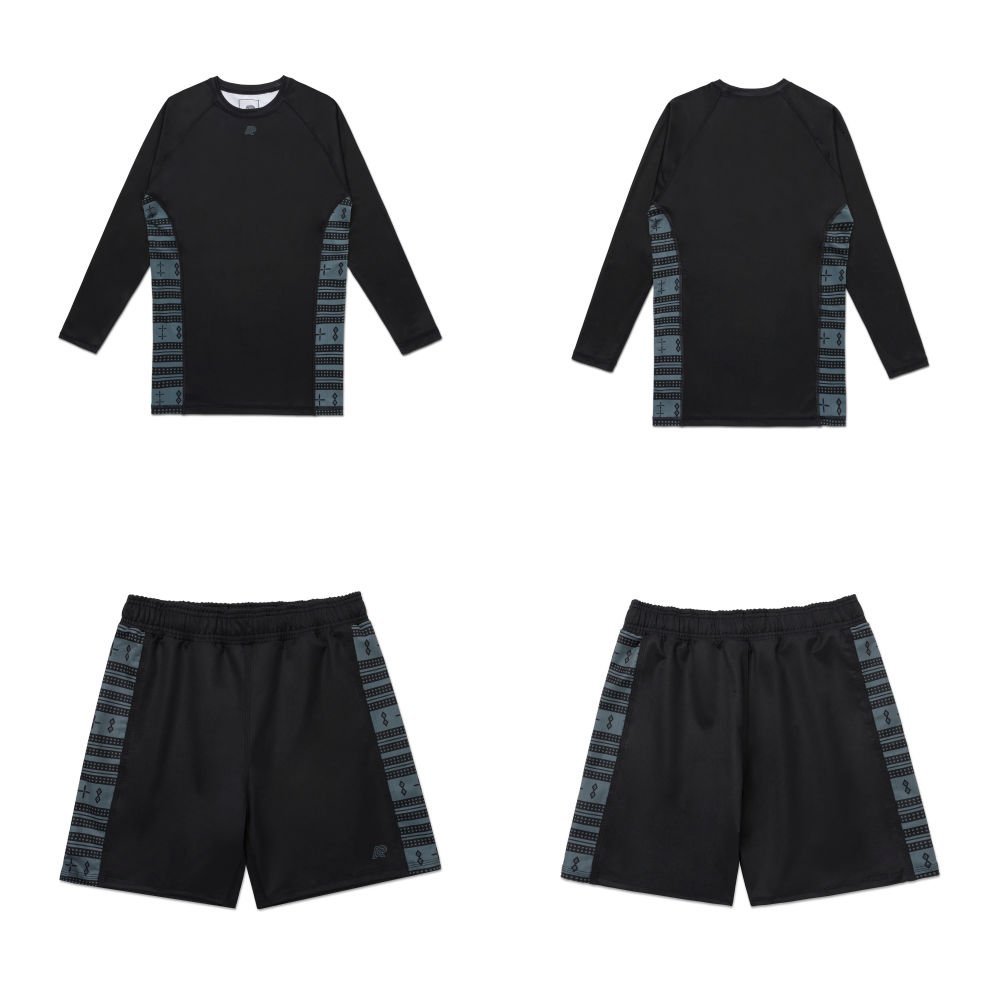Albino and Preto Thaqafa durable rash guard black