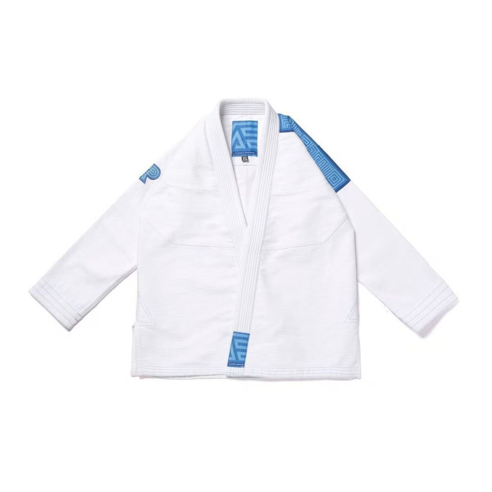 BJJ Gi Monochromatic Herringbone Classic Blue White by Albino & Preto Batch #83 premium Brazilian Jiu-Jitsu gi