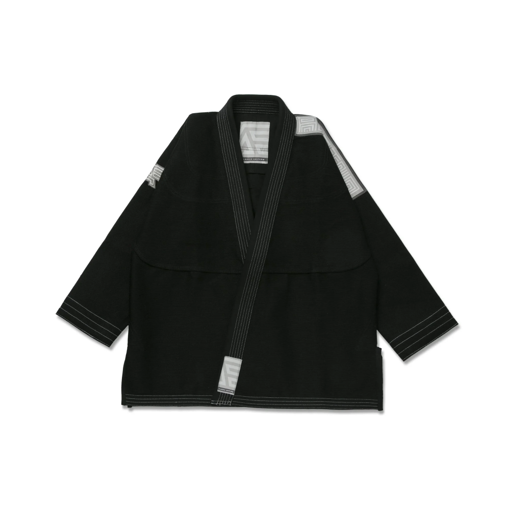 Earl Grey Bjj Gi Albino and Preto Herringbone Classic Black Brazilian Jiu Jitsu kimono front view