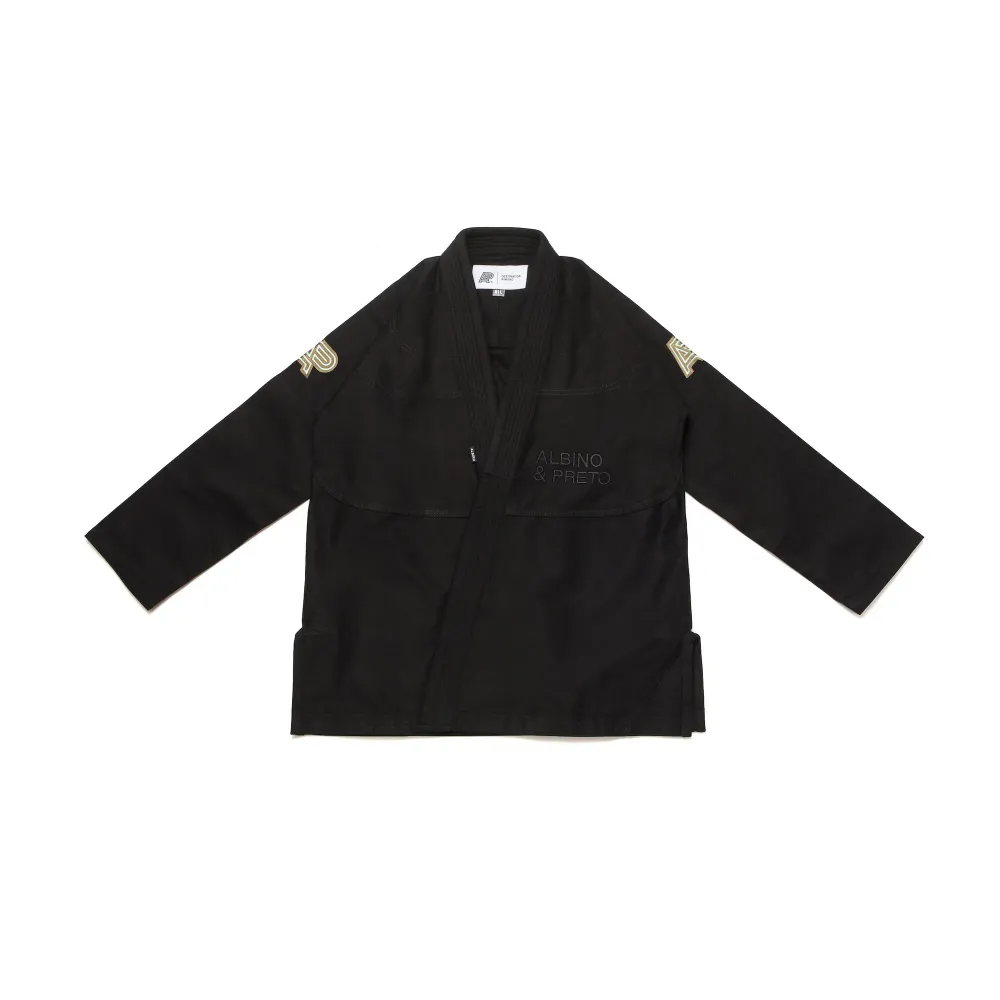 Destination BJJ Gi Albino & Preto Batch #88 black BJJ uniform front view