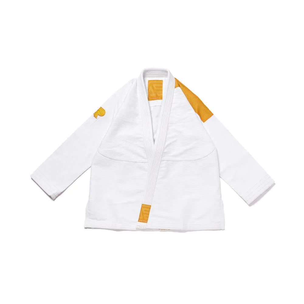 BJJ Herringbone Gi Classic Albino and Preto Batch #94 white kimono monochromatic Brazilian Jiu-Jitsu training uniform