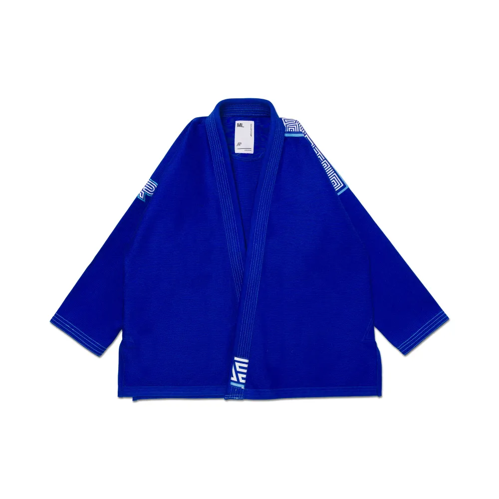 Albino and Preto BJJ Gi BBBW Herringbone Classic Blue Brazilian Jiu-Jitsu uniform