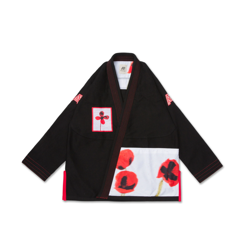 Floral Fury Bjj Gi Albino and Preto Black with Bag premium Brazilian Jiu Jitsu competition gi