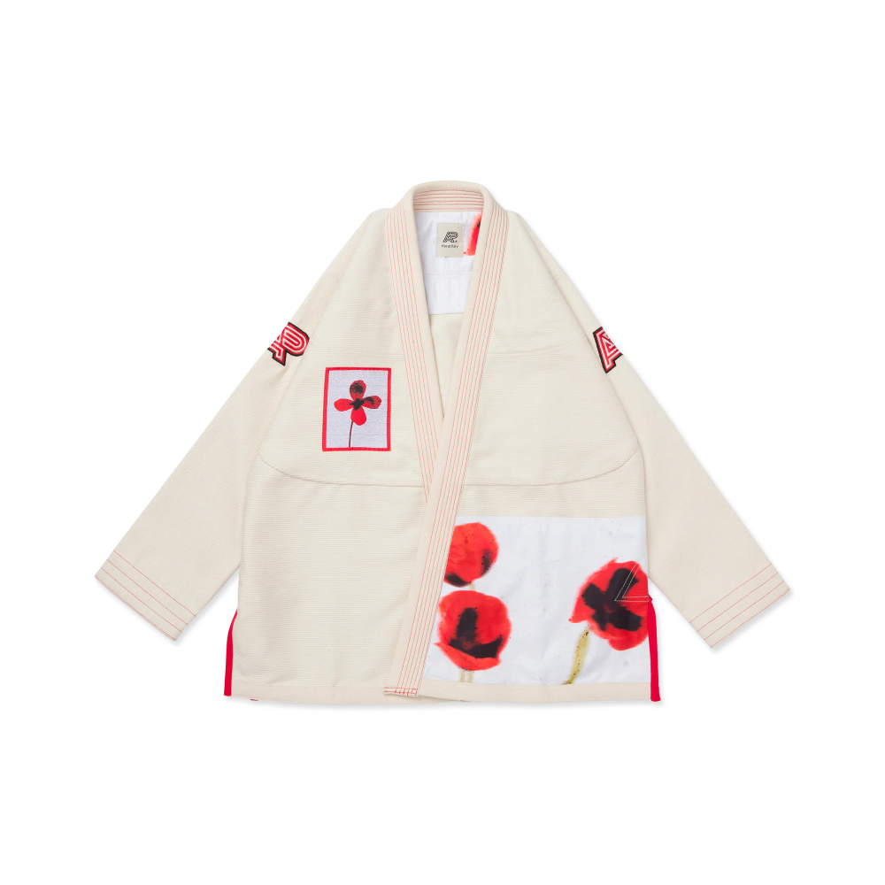 Floral Bjj Gi Fury Albino and Preto Unbleached Brazilian Jiu Jitsu Gi with Bag