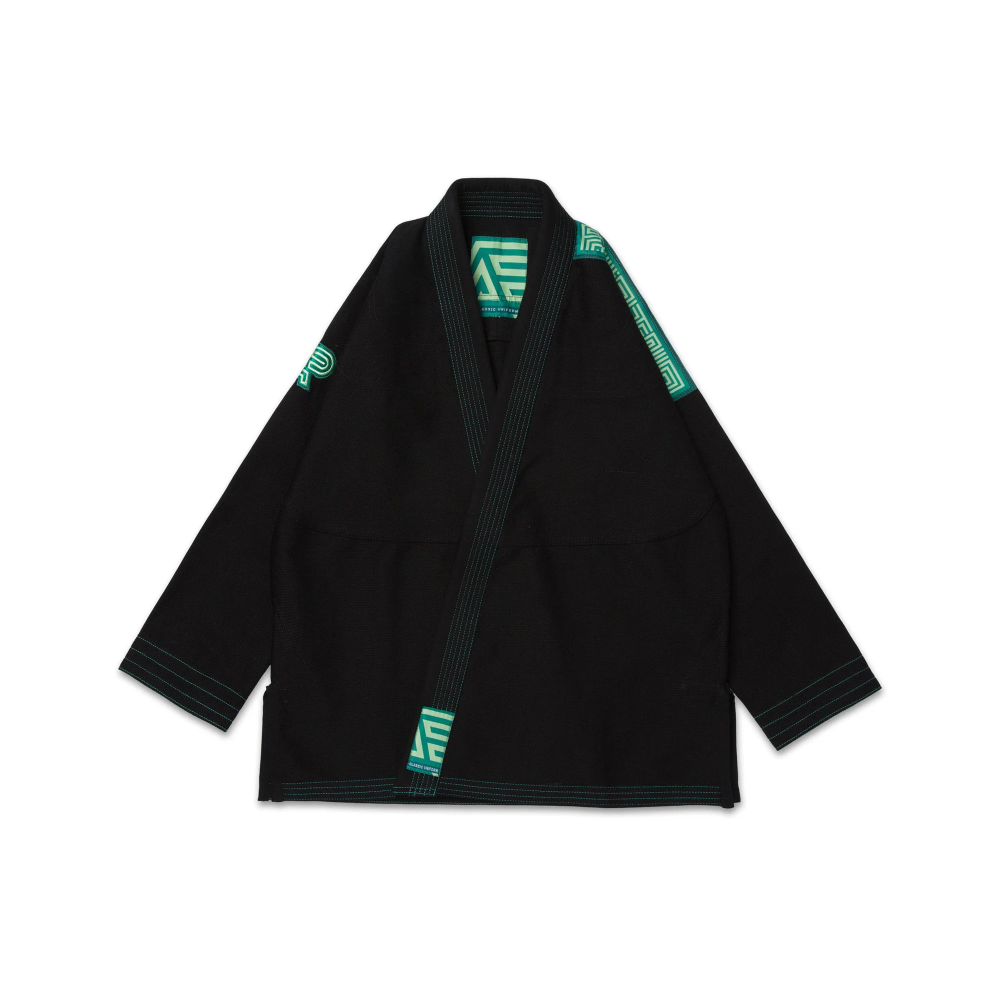 GAS BJJ Gi Albino and Preto Herringbone Classic Black with bag for Brazilian Jiu-Jitsu training and competition