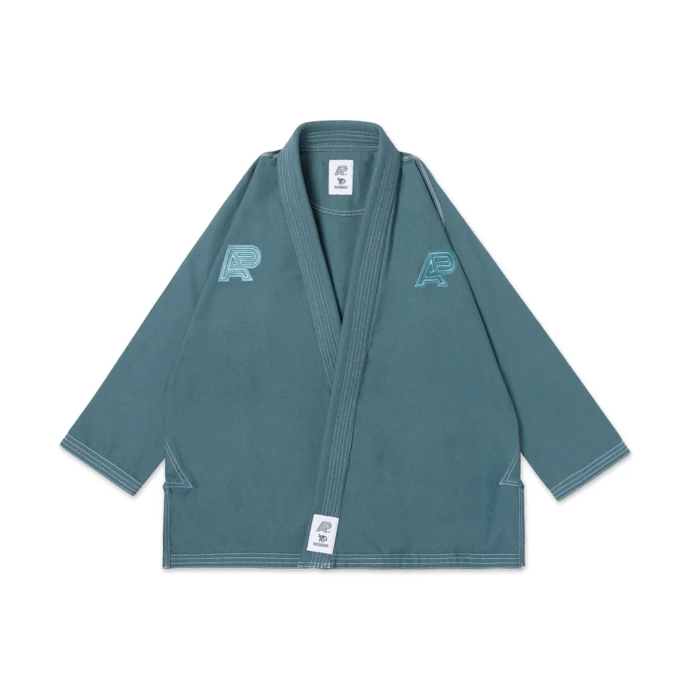 Albino & Preto AP Trashman GRN BJJ Gi kimono in green featuring premium cotton weave and reinforced stitching for Brazilian Jiu Jitsu training