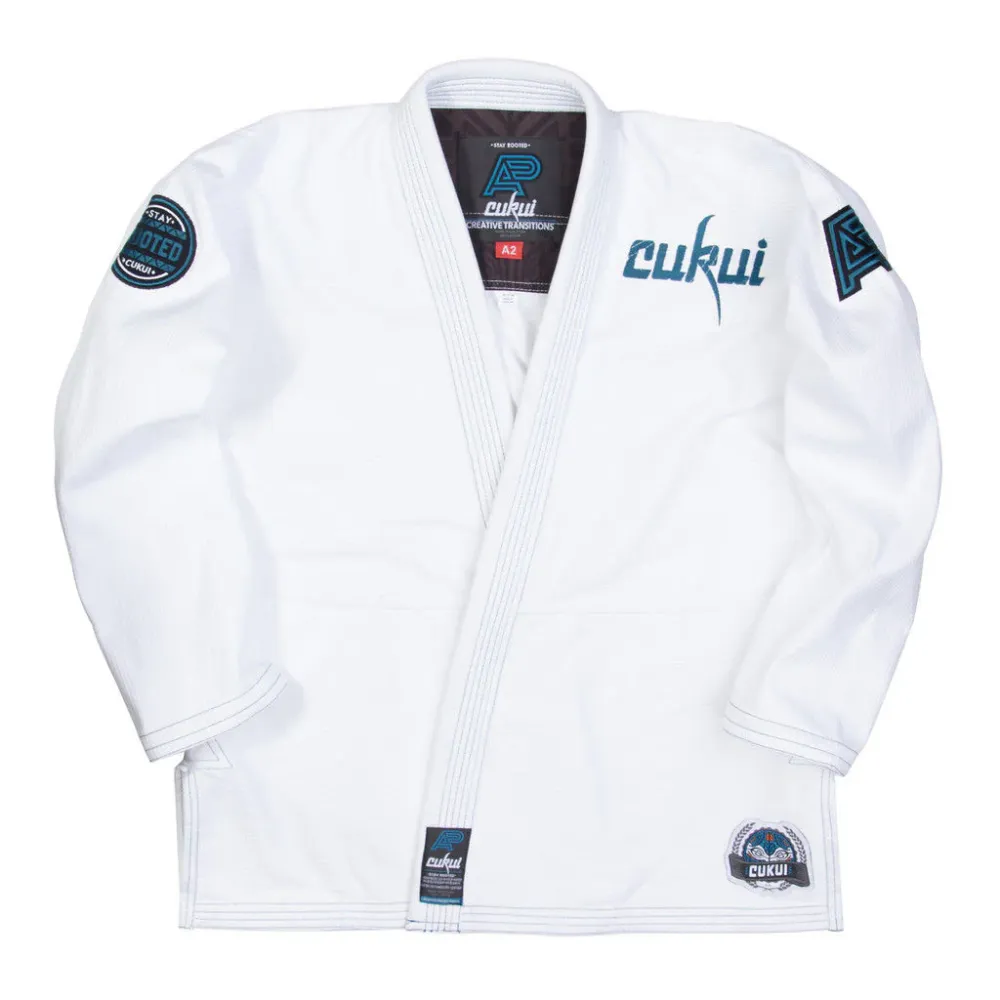 Albino and Preto Batch #10 A&P x BJJ Gi Cukui white premium Brazilian Jiu-Jitsu gi for training and competition
