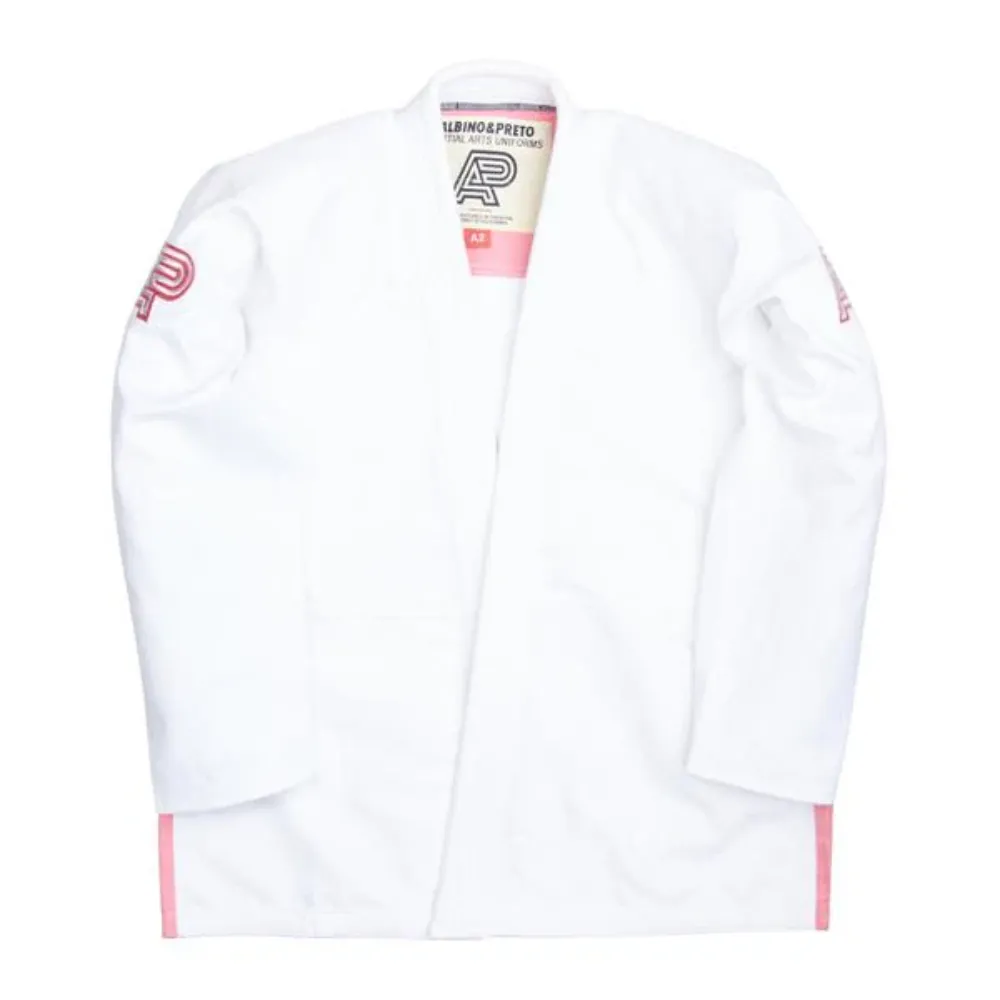 Albino and Preto Batch #17 BJJ Gi Pinktober White lightweight Brazilian Jiu-Jitsu gi for competition and training