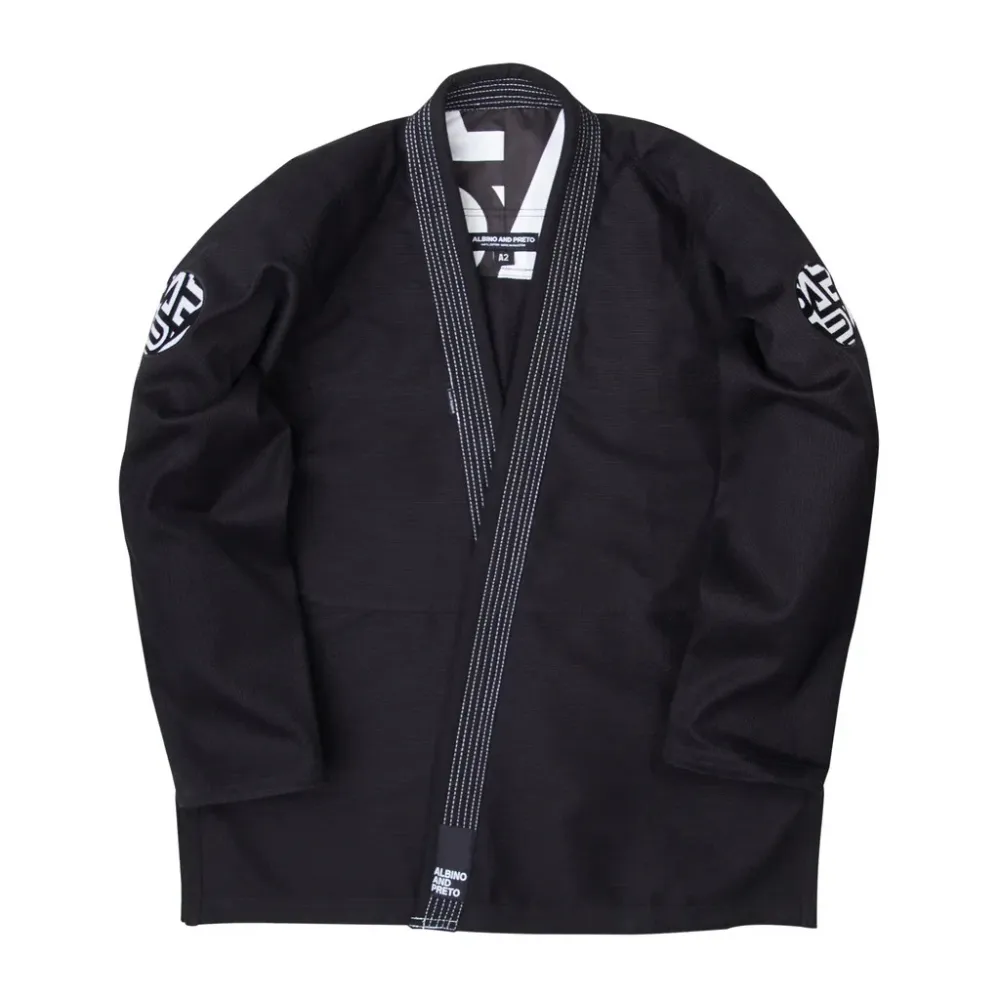 Albino and Preto Batch #19 BJJ Gi Distract Attack Black lightweight Brazilian Jiu-Jitsu gi for competition and academy training