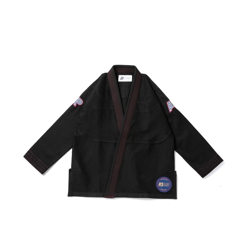 Albino & Preto RS400 KNM BJJ Gi Comp Black with premium carry bag for Brazilian Jiu-Jitsu competition and training