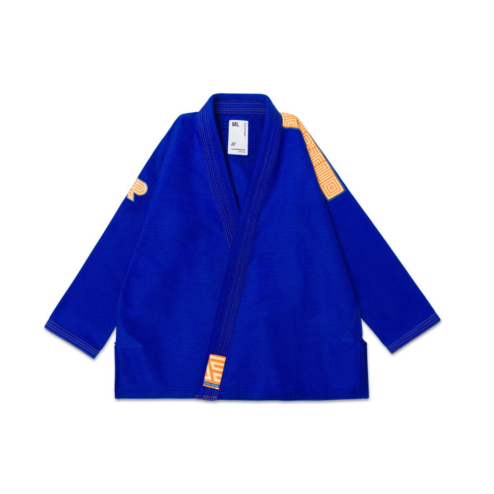 BJJ Gi OBY Albino and Preto Herringbone Classic Blue with bag for Brazilian Jiu-Jitsu training and competition