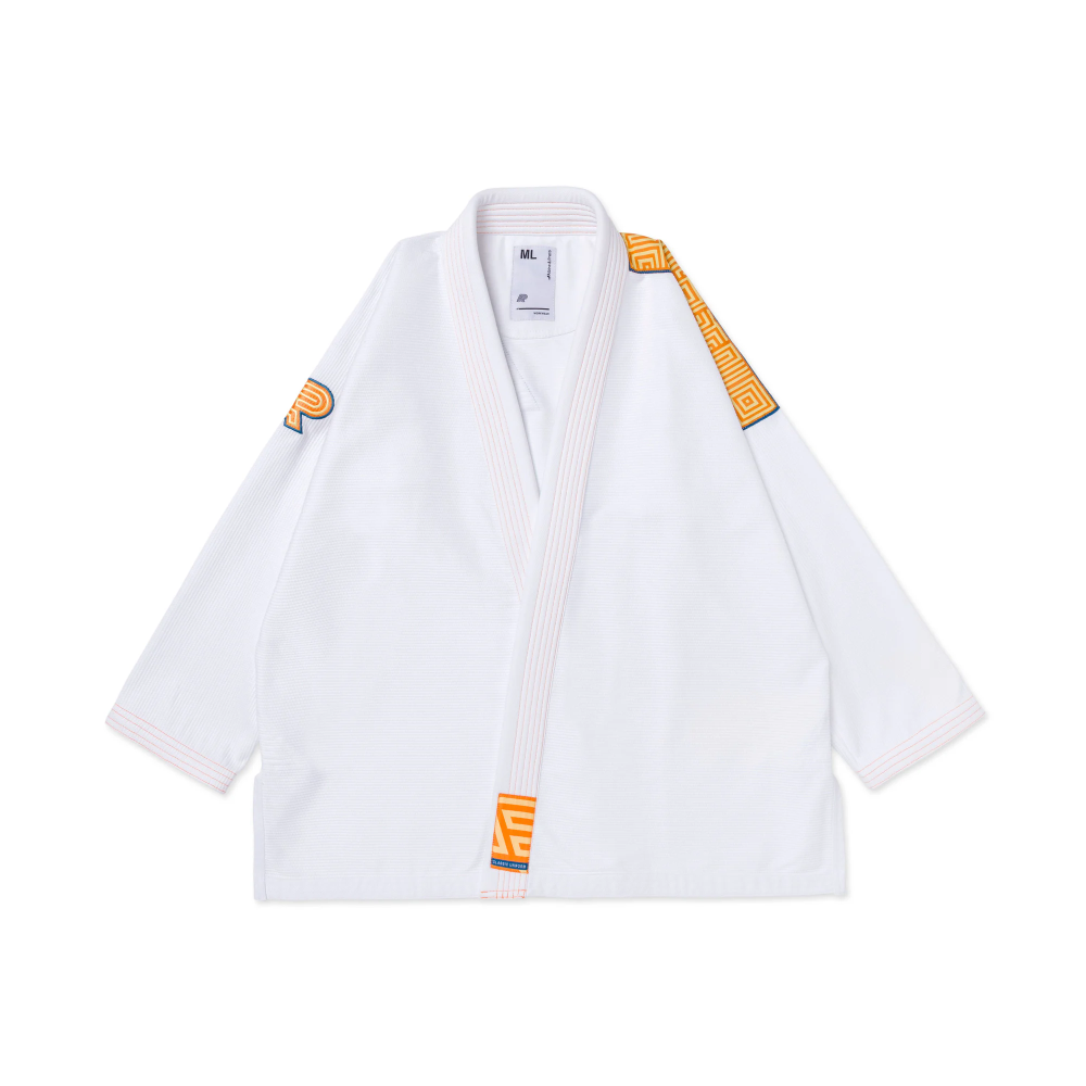OBY BJJ Gi Albino and Preto White Herringbone Brazilian Jiu Jitsu Gi with Bag