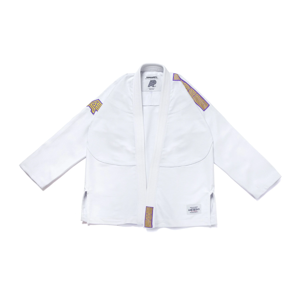 imresizer-1-56-1 BJJ Gi Series 10 Albino and Preto Brazil white kimono with bag IBJJF competition Brazilian Jiu-Jitsu gi front view