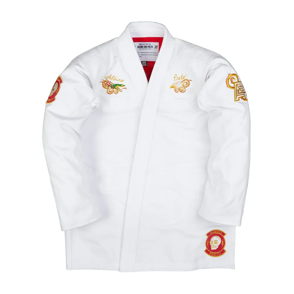 Bjj Gi Souvenir White Albino and Preto Batch #38 Brazilian Jiu Jitsu gi for training and competition