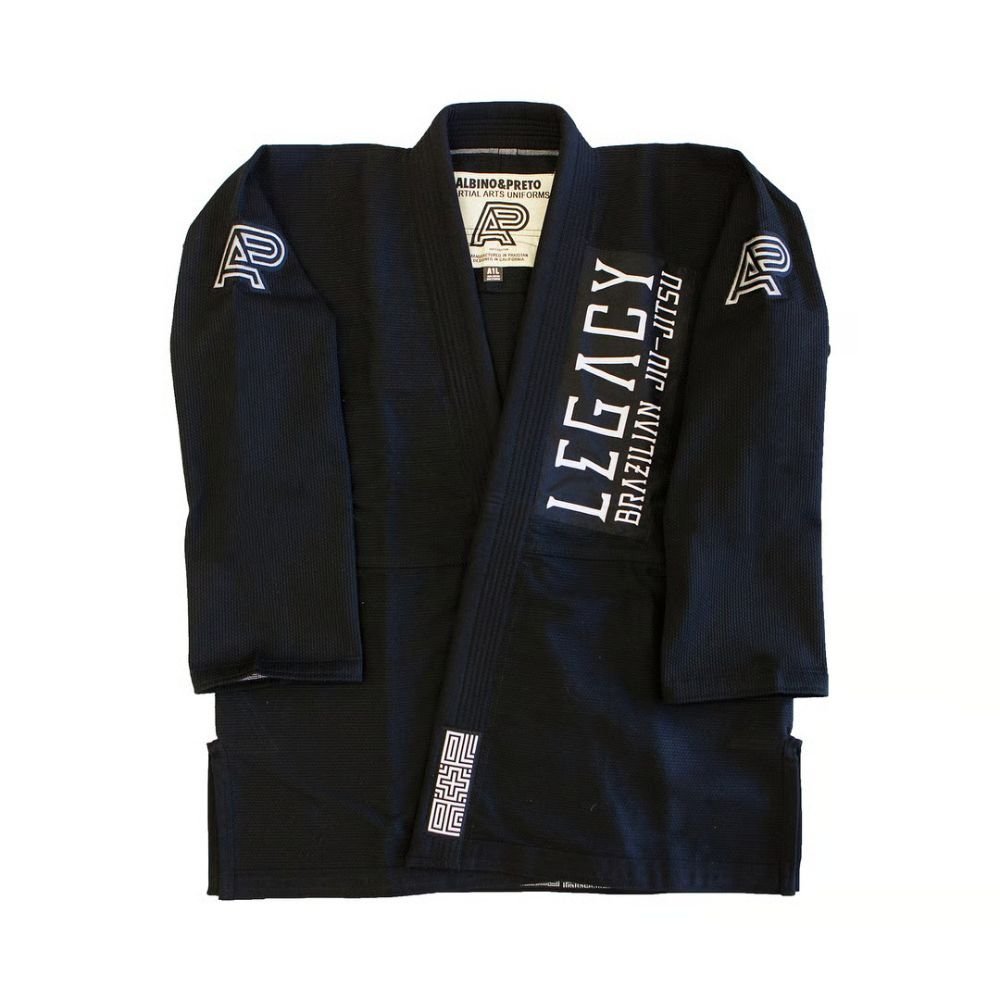 Albino and Preto A&P Legacy Black BJJ Gi designed for Brazilian Jiu Jitsu training and competition