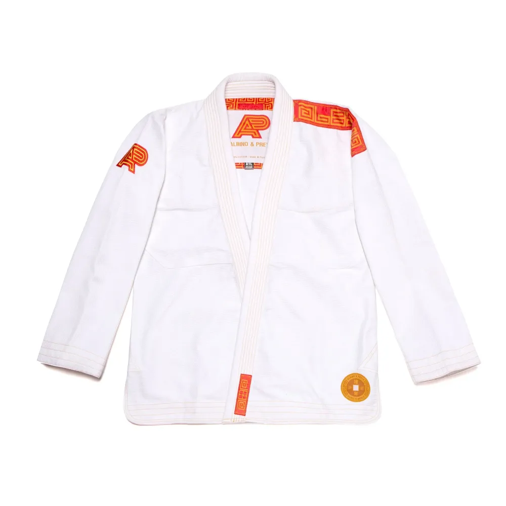 CNY White Bjj Gi Albino and Preto Batch #44 lightweight Brazilian Jiu Jitsu gi