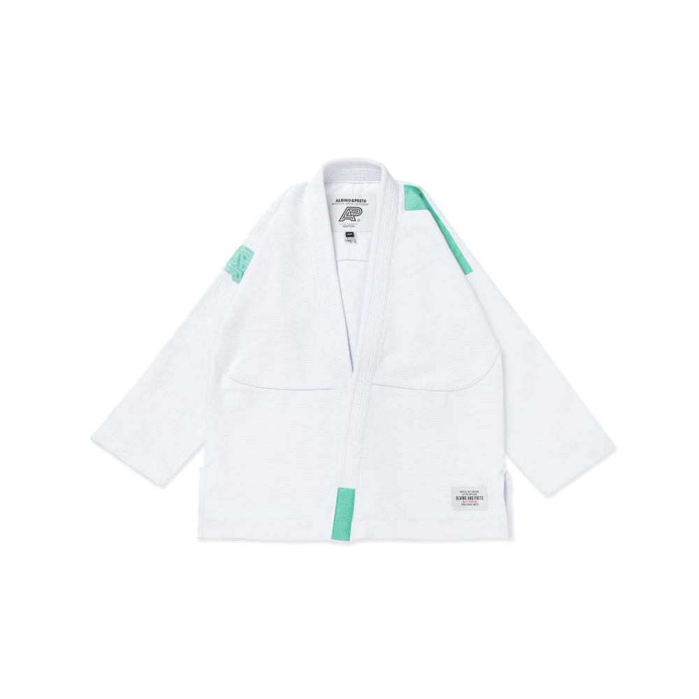 BJJ Gi Series 17 Albino and Preto Brazil White premium Brazilian Jiu-Jitsu gi with carrying bag