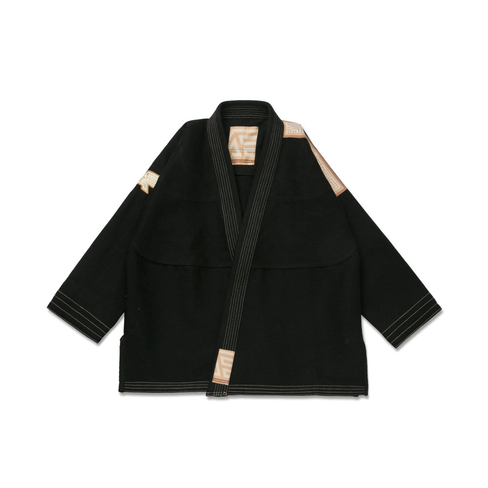 Stucco BJJ Gi Albino and Preto Herringbone Classic Black Brazilian Jiu-Jitsu gi with premium carrying bag