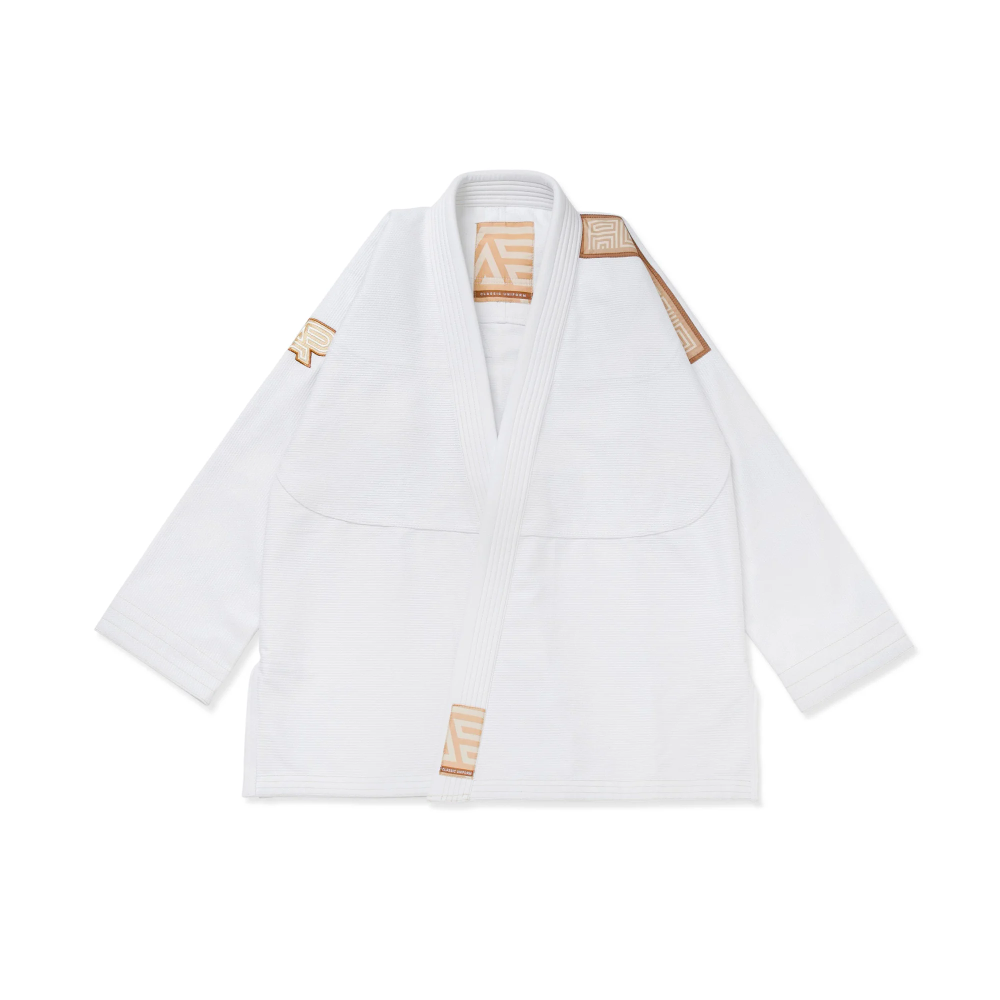 BJJ Stucco Gi Albino and Preto Herringbone Classic White Brazilian Jiu-Jitsu gi premium training kimono with bag
