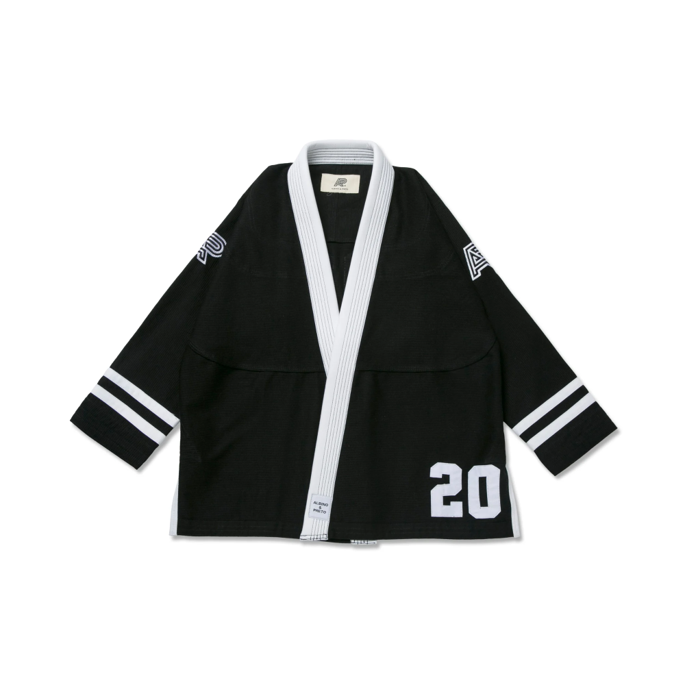 Team 23 BJJ Gi Albino and Preto Black Brazilian Jiu-Jitsu gi premium herringbone training kimono with bag
