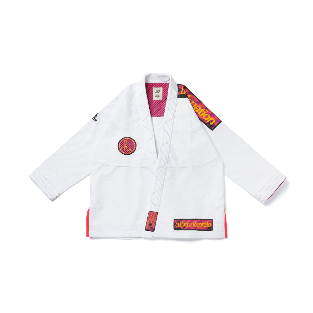 BJJ In4mation Gi 2 White Albino and Preto Brazilian Jiu-Jitsu Gi with bag premium durable training uniform