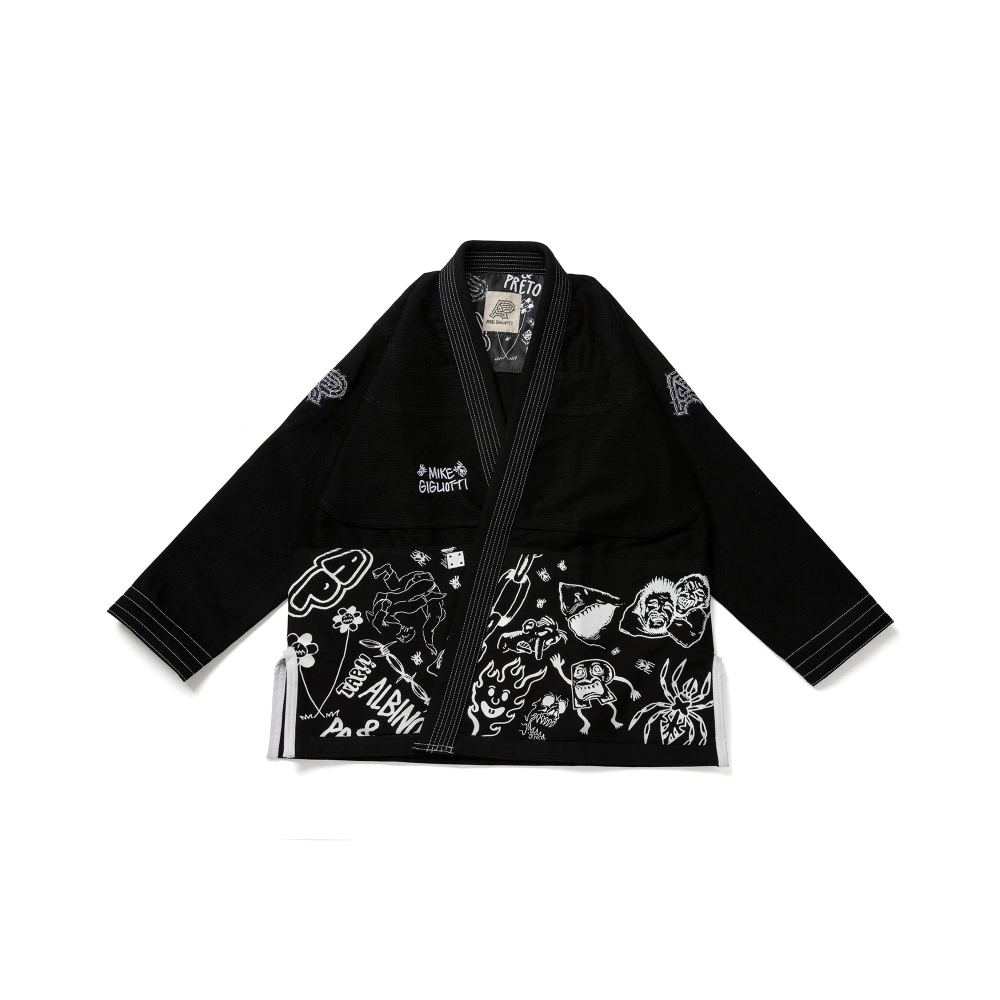 Mike Gigliotti BJJ Gi Black Albino and Preto Brazilian Jiu-Jitsu Gi with bag premium grappling training uniform