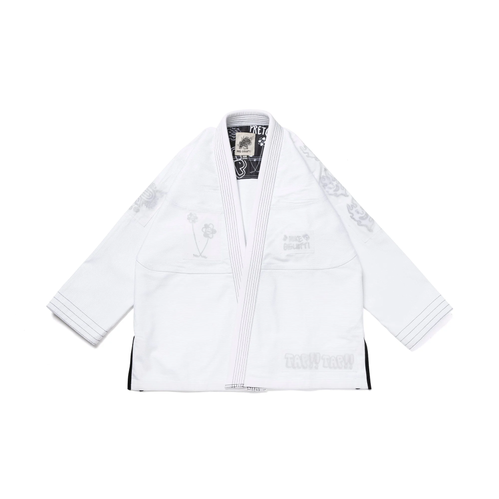 BJJ Mike Gigliotti Gi White Albino and Preto Brazilian Jiu-Jitsu Gi with bag premium competition training uniform