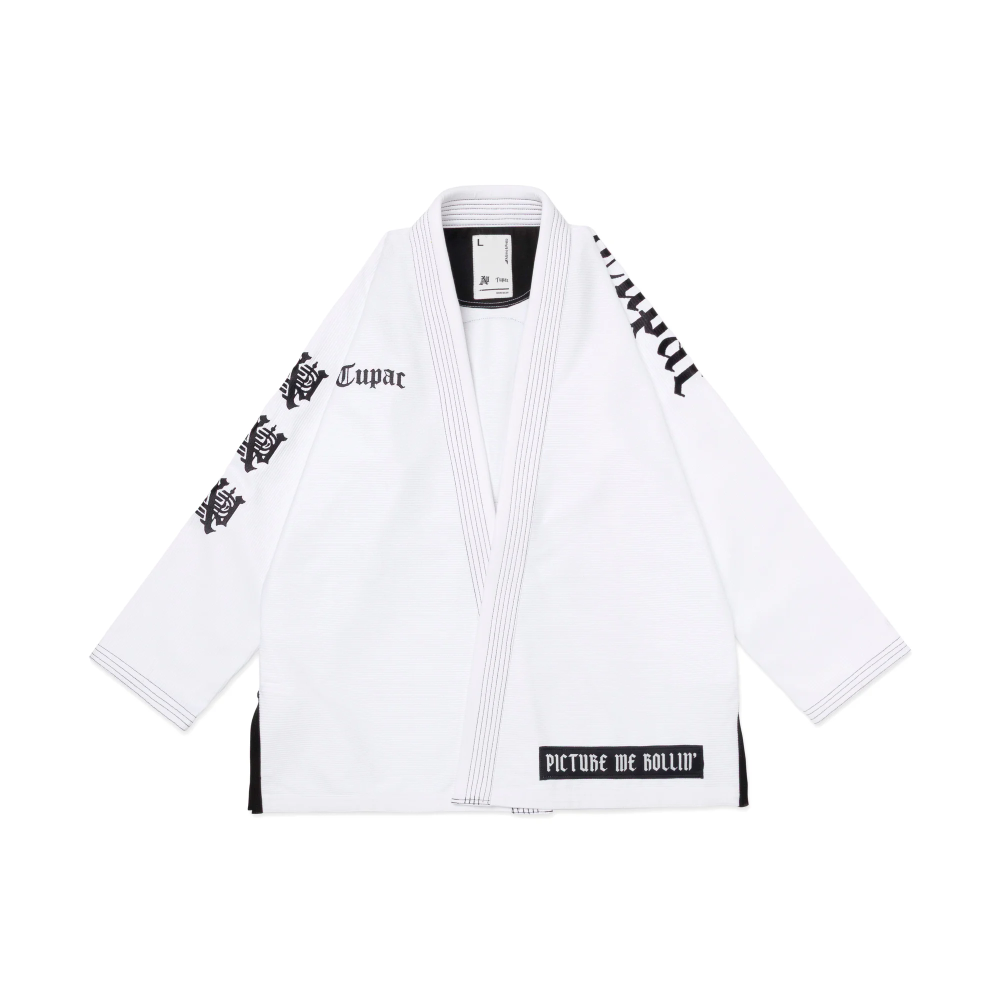 BJJ Tupac Gi Albino and Preto white limited edition BJJ kimono with bag