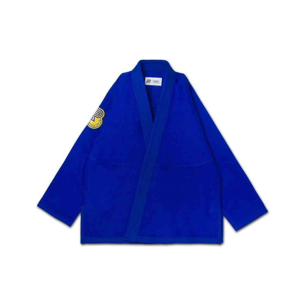 BJJ YB Gi Albino and Preto Essential Brazilian Jiu-Jitsu blue kimono with carrying bag for training and competition