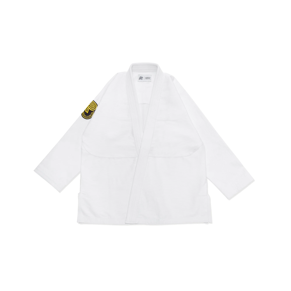 Albino and Preto YW Essential BJJ Gi White with bag for Brazilian Jiu-Jitsu training and competition