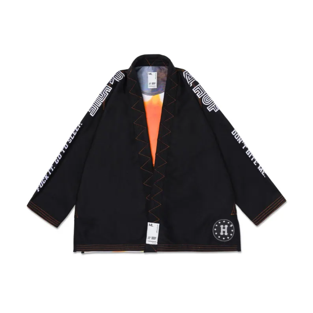 HUF BJJ Gi Albino and Preto Black BJJ Gi with bag premium durable Brazilian Jiu-Jitsu training uniform streetwear collaboration
