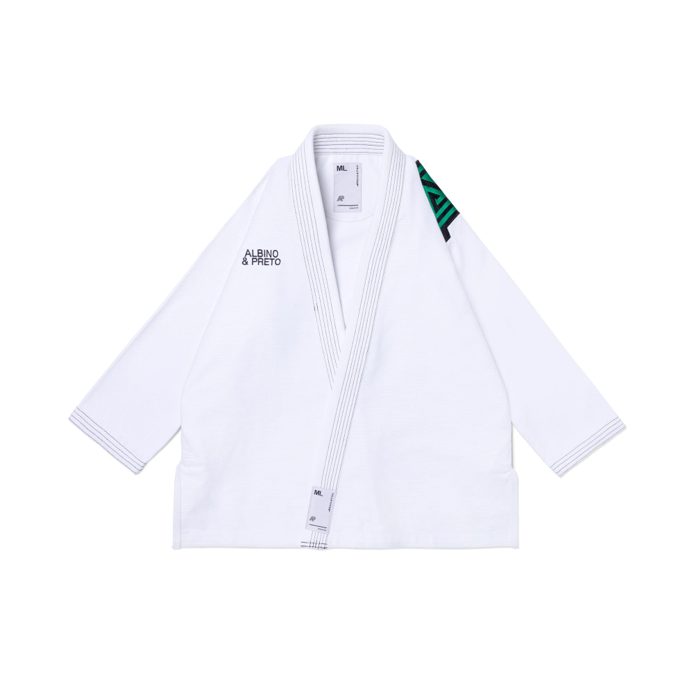 BJJ Gi STP Albino and Preto White Brazilian Jiu-Jitsu gi premium herringbone training kimono with bag