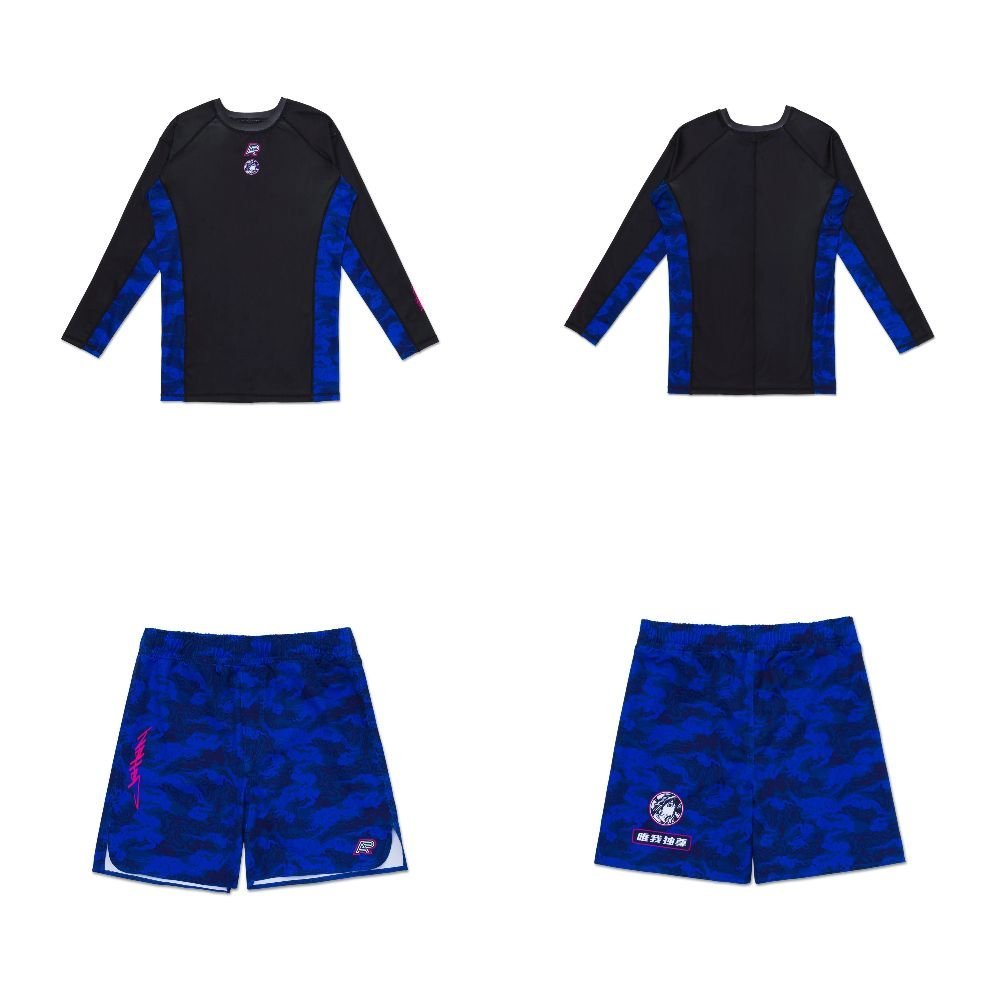 Jahan BJJ Rash Guard by Albino and Preto A&P x Jahan long sleeve rash guard and grappling shorts set