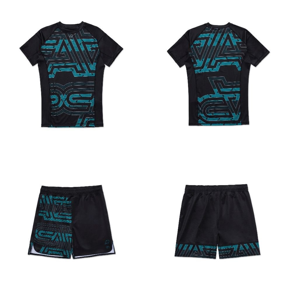 Albino & Preto A&P x Sig Zane 2 MMA Bjj No Gi rash guard short sleeve and fight shorts designed for grappling and training performance
