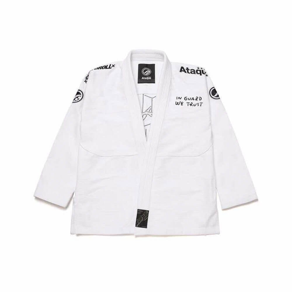 Shoyoroll Batch 111 BJJ Gi in white with exclusive Yu Nagaba artwork, designed for Brazilian Jiu-Jitsu with a lightweight pearl weave and durable construction.