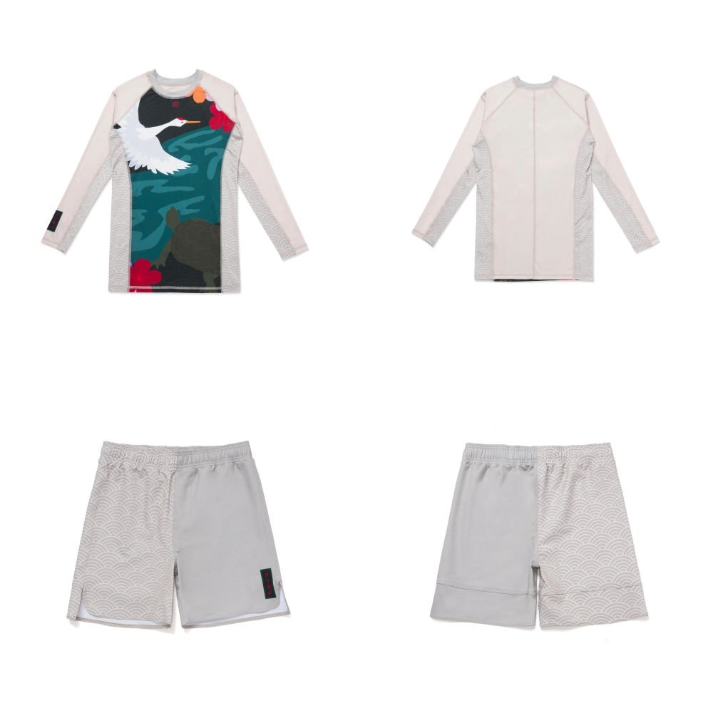 Albino and Preto Origami Rashguard Set – front view