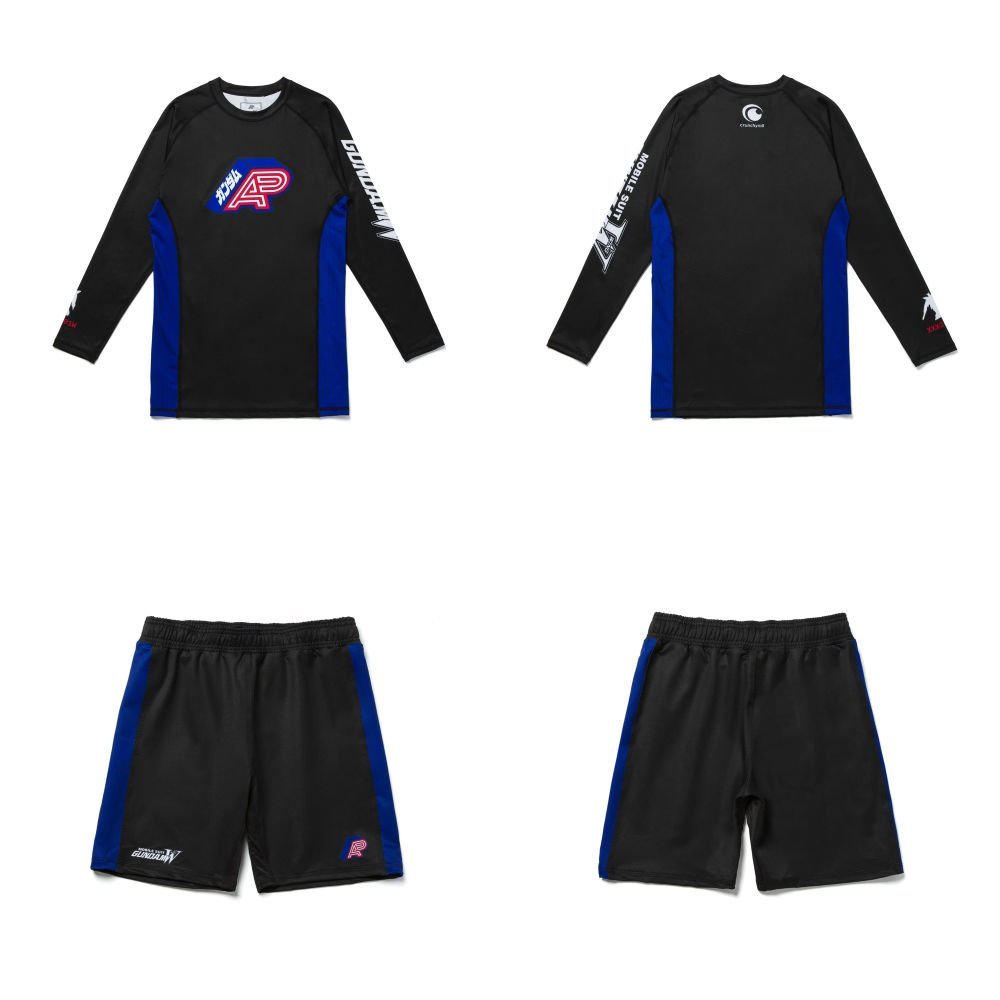 albino and preto gundam rashguard set