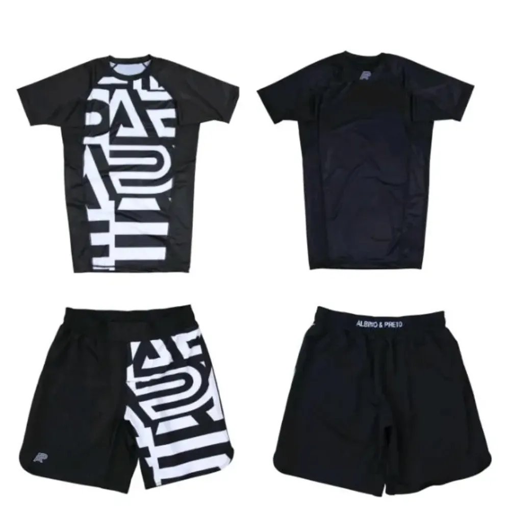 Albino and Preto Distract Attack Rashguard – front view