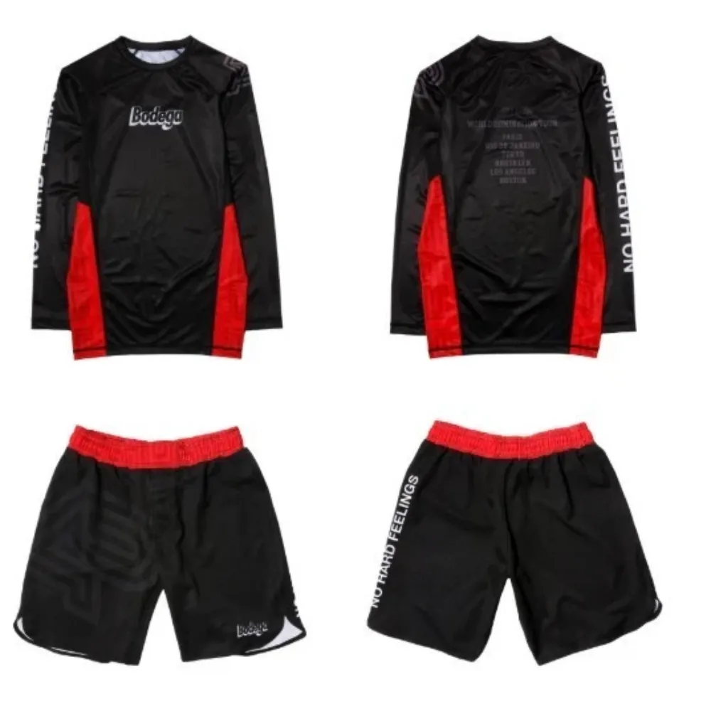 albino and preto bodega rashguard set