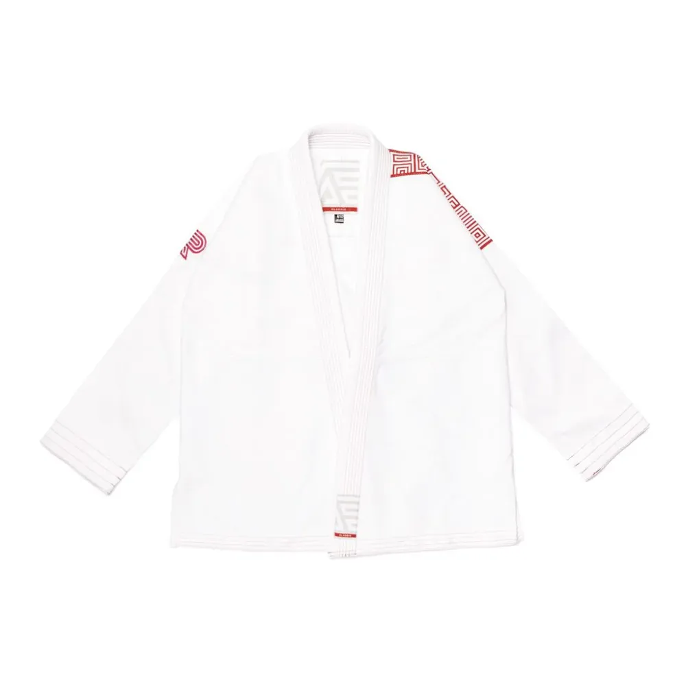 Albino and Preto Q3 Herringbone Gi – front view
