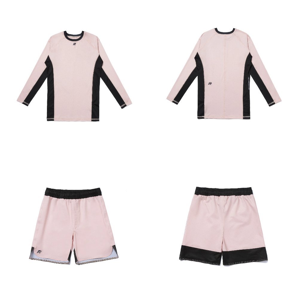 albino and preto stucco rashguard set