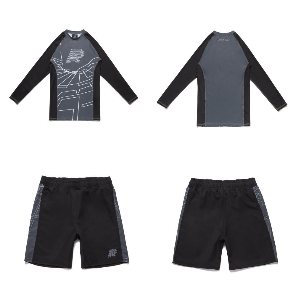 Albino and Preto Building Blocks Rashguard – front view