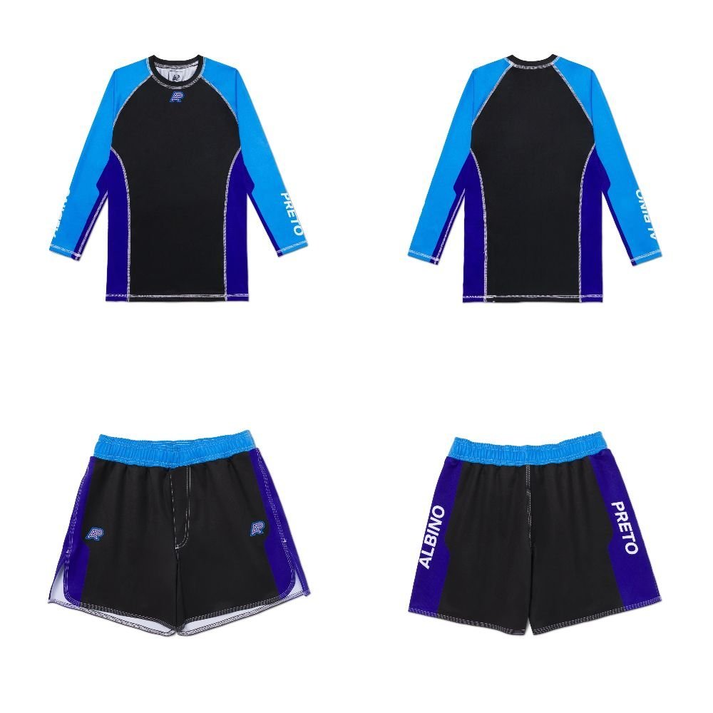 albino and preto bbbw rashguard set